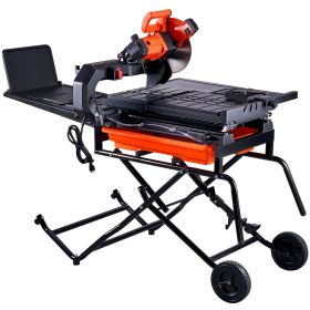 VEVOR Wet Tile Saw with Stand, 10-inch 65Mn Steel Blade, 4500 RPM Motor, Tile Cutter Wet Saw with Water Reservoir and Casters