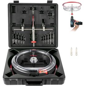 VEVOR Adjustable Hole Saw Cutter Kit, 1-5/8" to 11-13 /16" (40-300 mm), Recessed Hole Saw with PC Dust Shield, Two Replaceable Pilot Drill Bits