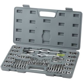 VEVOR Tap and Die Set, 60-Piece Metric and SAE Standard, Bearing Steel Taps and Dies, Essential Threading Tool for Cutting External Internal Thre