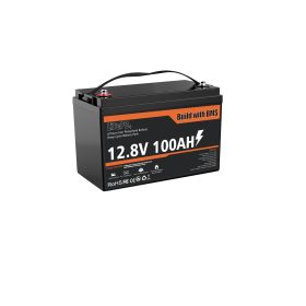 12V 100Ah LiFePO4 Battery, Lithium Battery Built-in 100A BMS 1280Wh, Deep Cycle Battery Up to 12000 Cycle Times, Iron Phosphate Battery for RV, S (Color: Black)